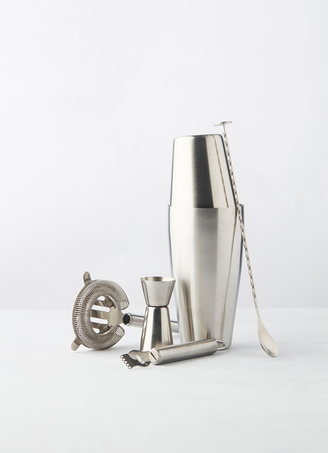 Point-Virgule Cocktailset met Boston shaker 5-delig - voorkant 4 zilver