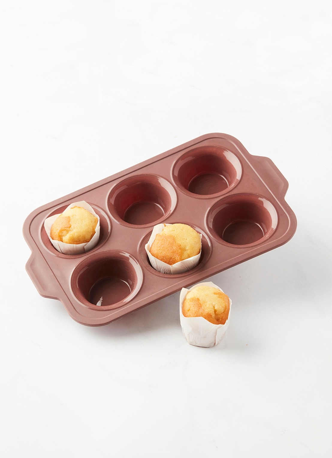 Point-Virgule Siliconen bakvorm voor muffins 6-vaks - detail 5 bruin