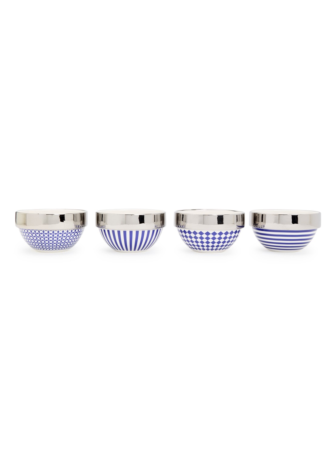 POLSPOTTEN Aunty kom 14 cm set van 4 - voorkant blauw