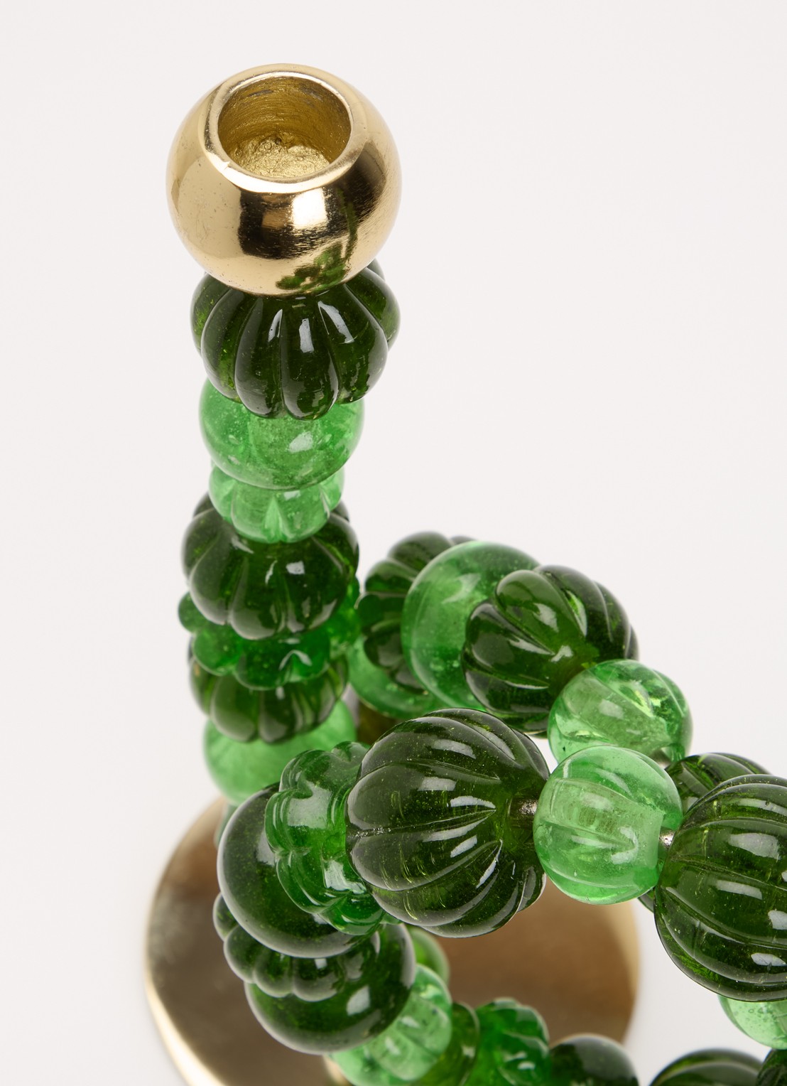 POLSPOTTEN Beads kandelaar 38 cm - voorkant 2 donkergroen