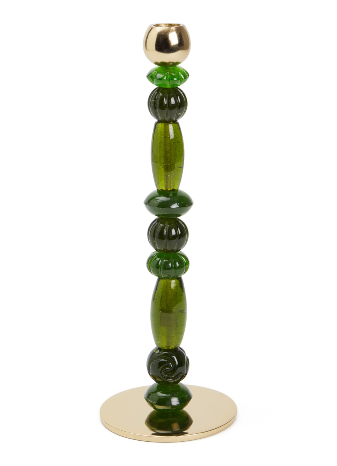 POLSPOTTEN Beads kandelaar small 34 cm - voorkant donkergroen
