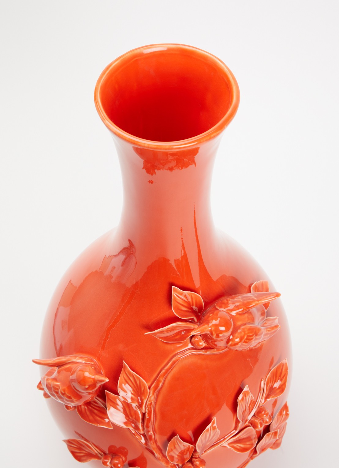 POLSPOTTEN Bird vaas 60 cm - voorkant 2 oranje