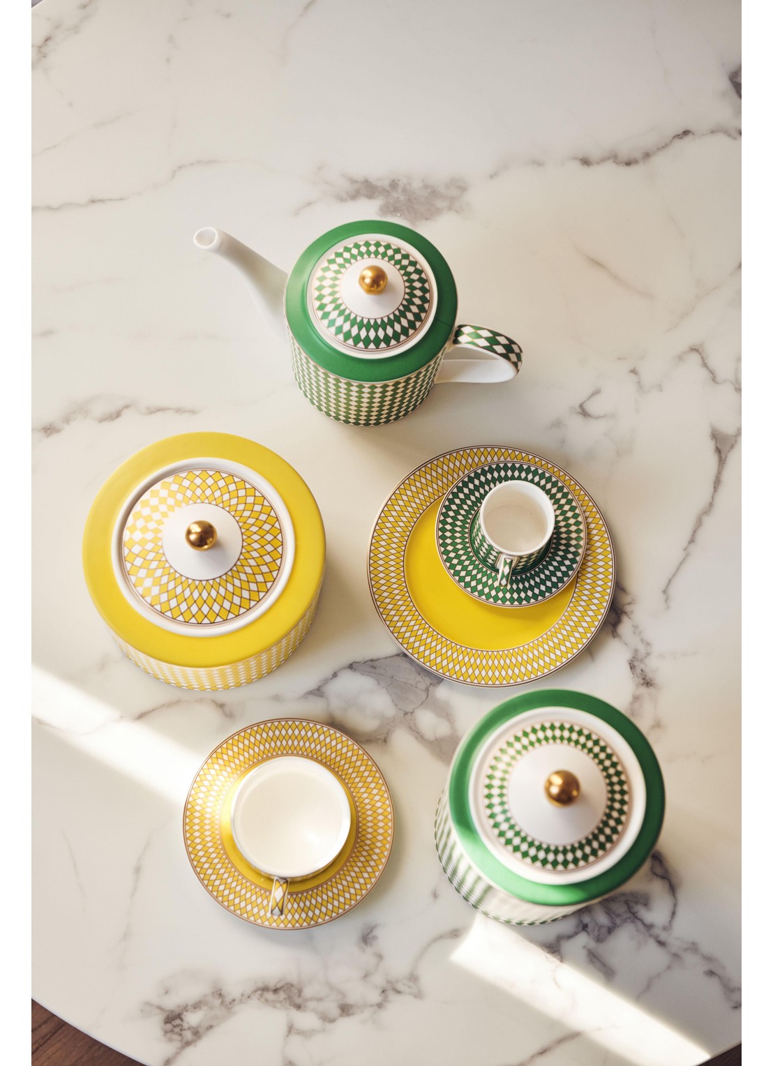 POLSPOTTEN Chess espressokopje met schotel 10 cl set van 4 - detail 5 groen