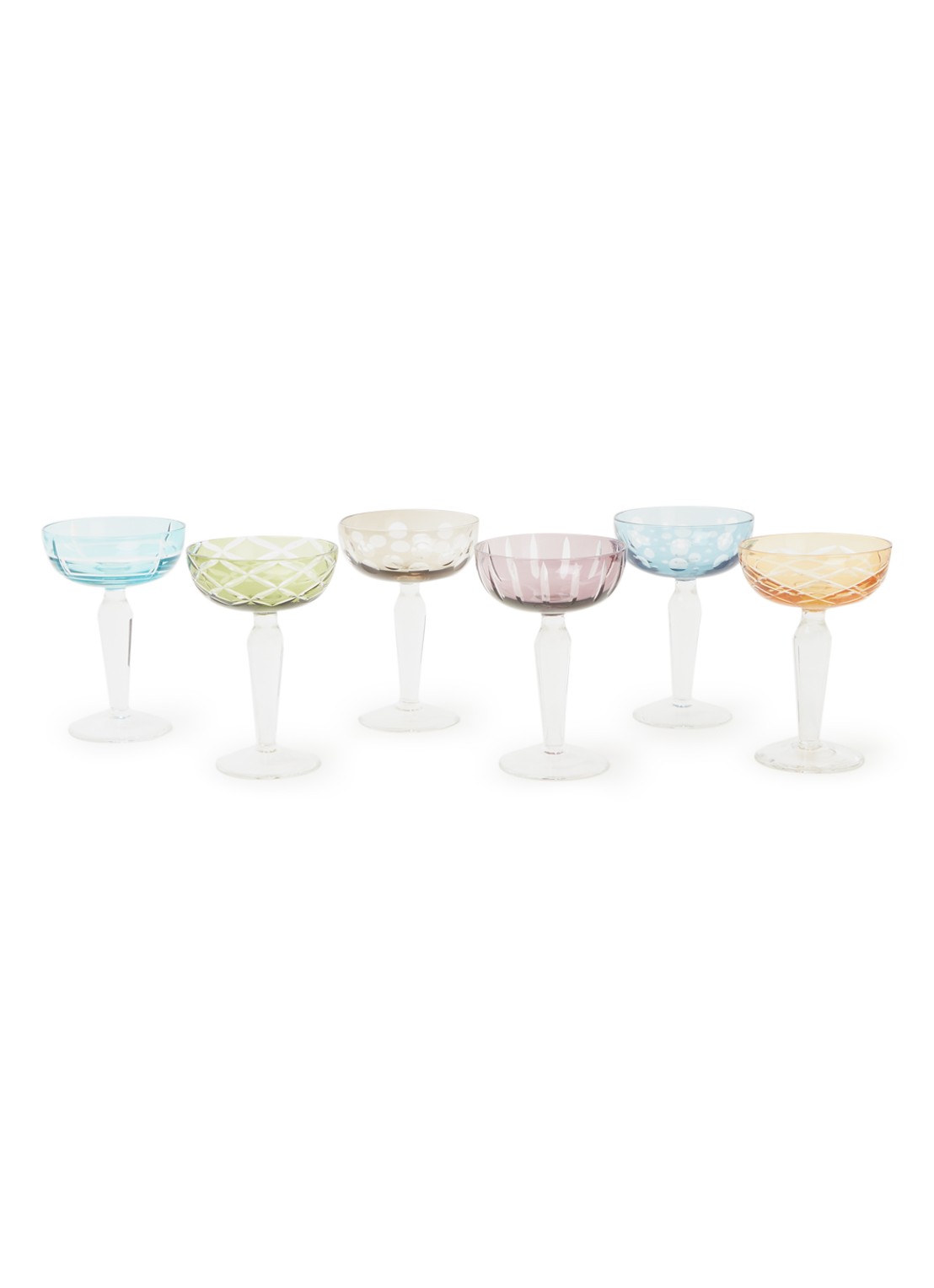 POLSPOTTEN Cutting champagnecoupe 15,5 cl set van 6 - voorkant multicolor