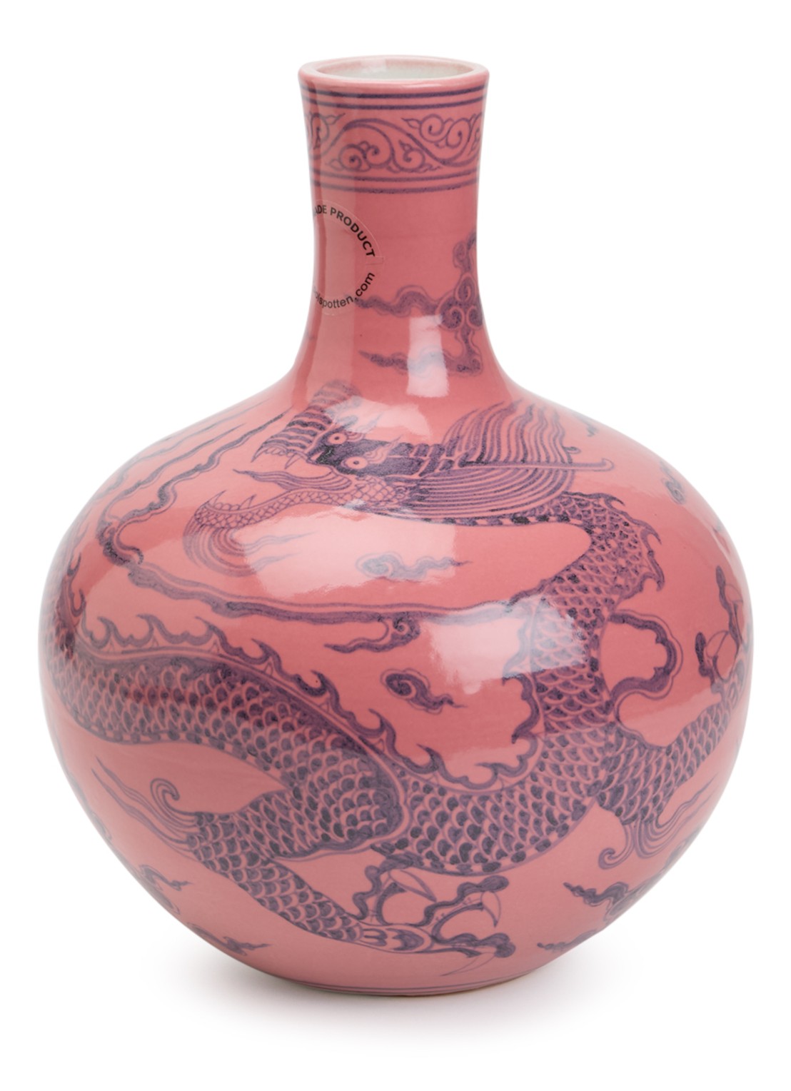 POLSPOTTEN Dragon vaas 44 cm - voorkant roze