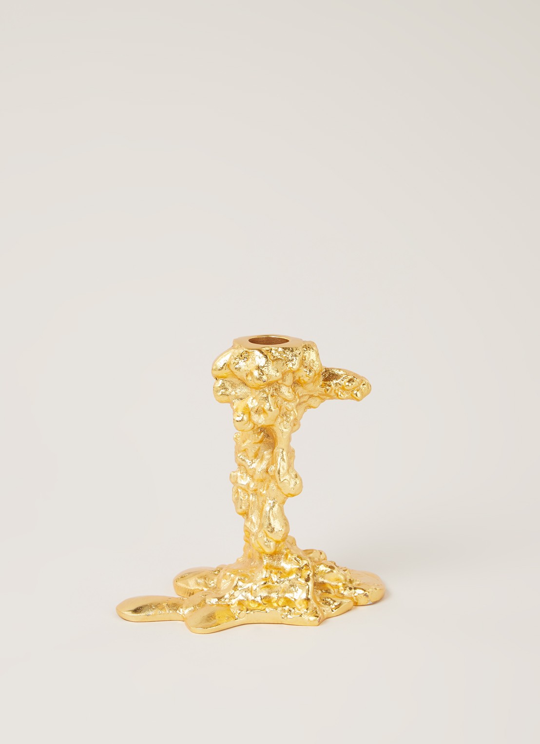 POLSPOTTEN Drip kandelaar 13,5 cm - voorkant 3 goud