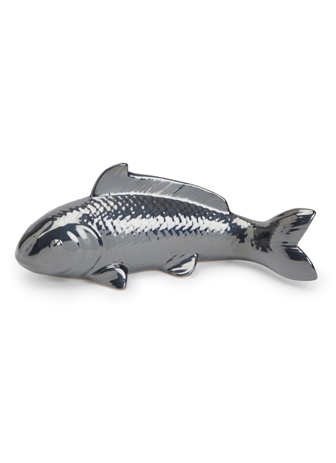 POLSPOTTEN Fish spaarpot 36 cm - voorkant donkergrijs