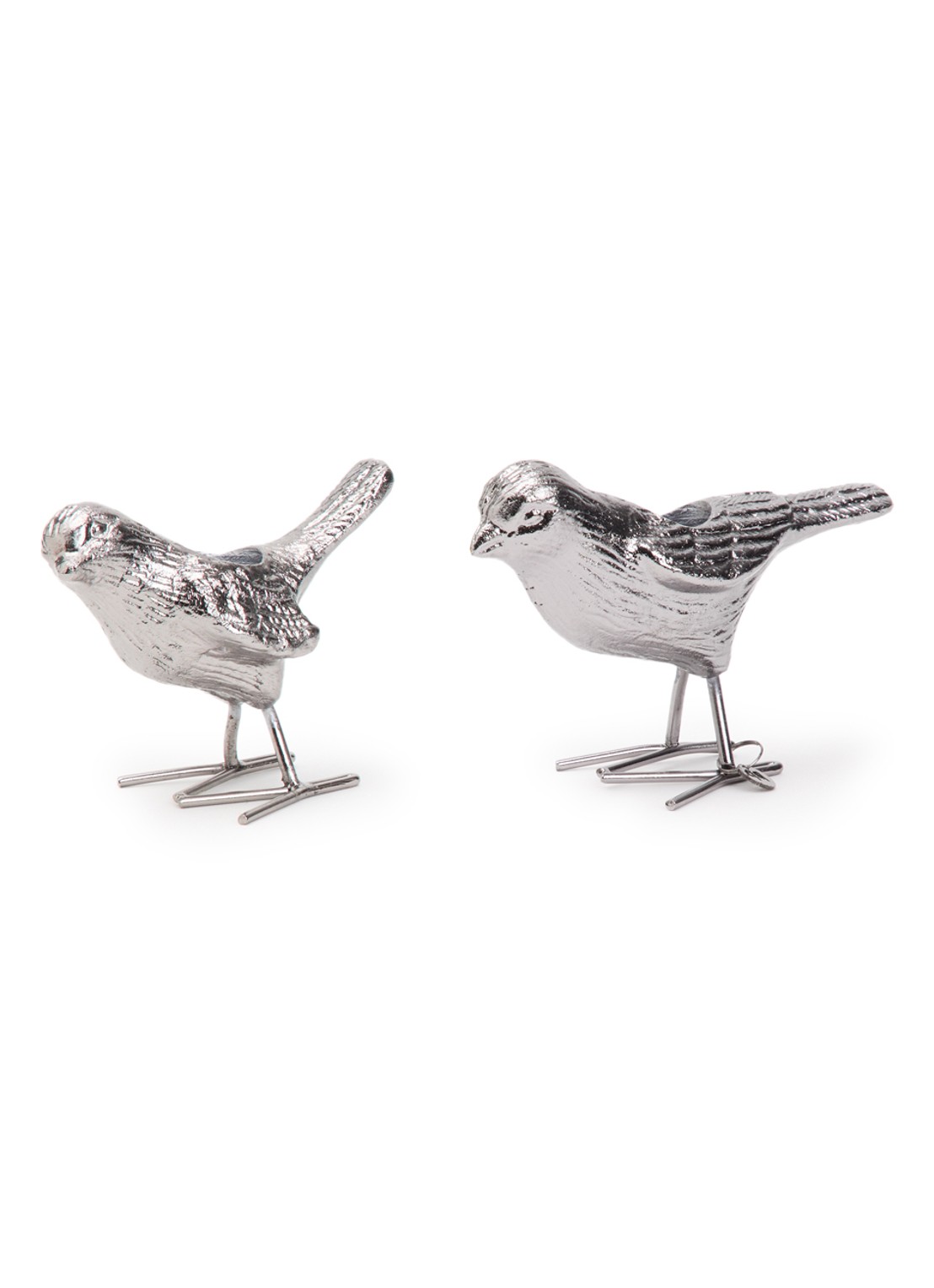 POLSPOTTEN Flock Of Birds kandelaar set van 2 - voorkant zilver