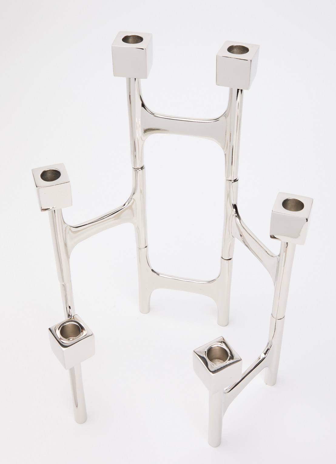 POLSPOTTEN Folding kandelaar 40 cm  - voorkant 2 zilver
