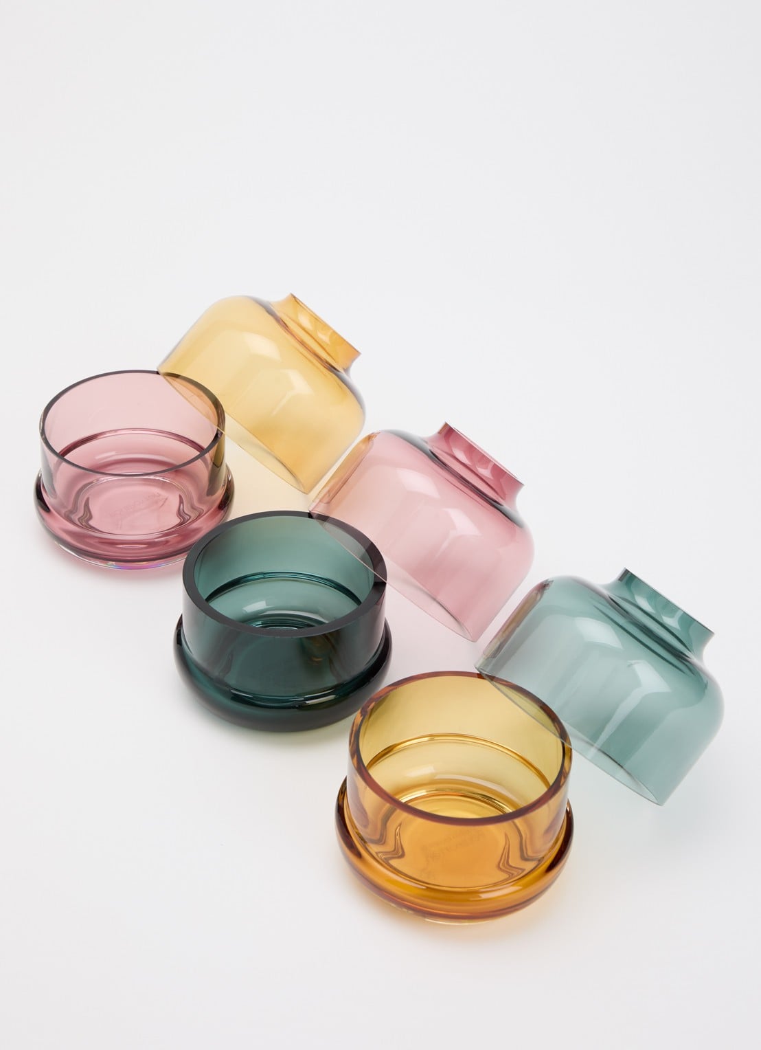 POLSPOTTEN Formy waxinelichthouder 9,3 cm set van 3  - voorkant 2 multicolor