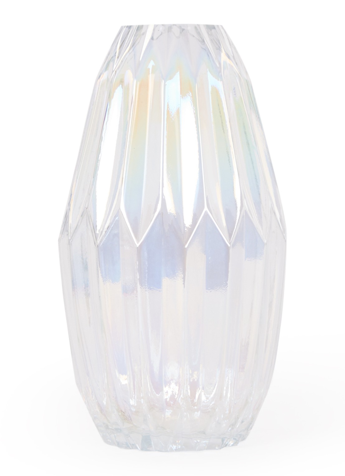 POLSPOTTEN Glass Folds M vaas 32 cm - voorkant transparant
