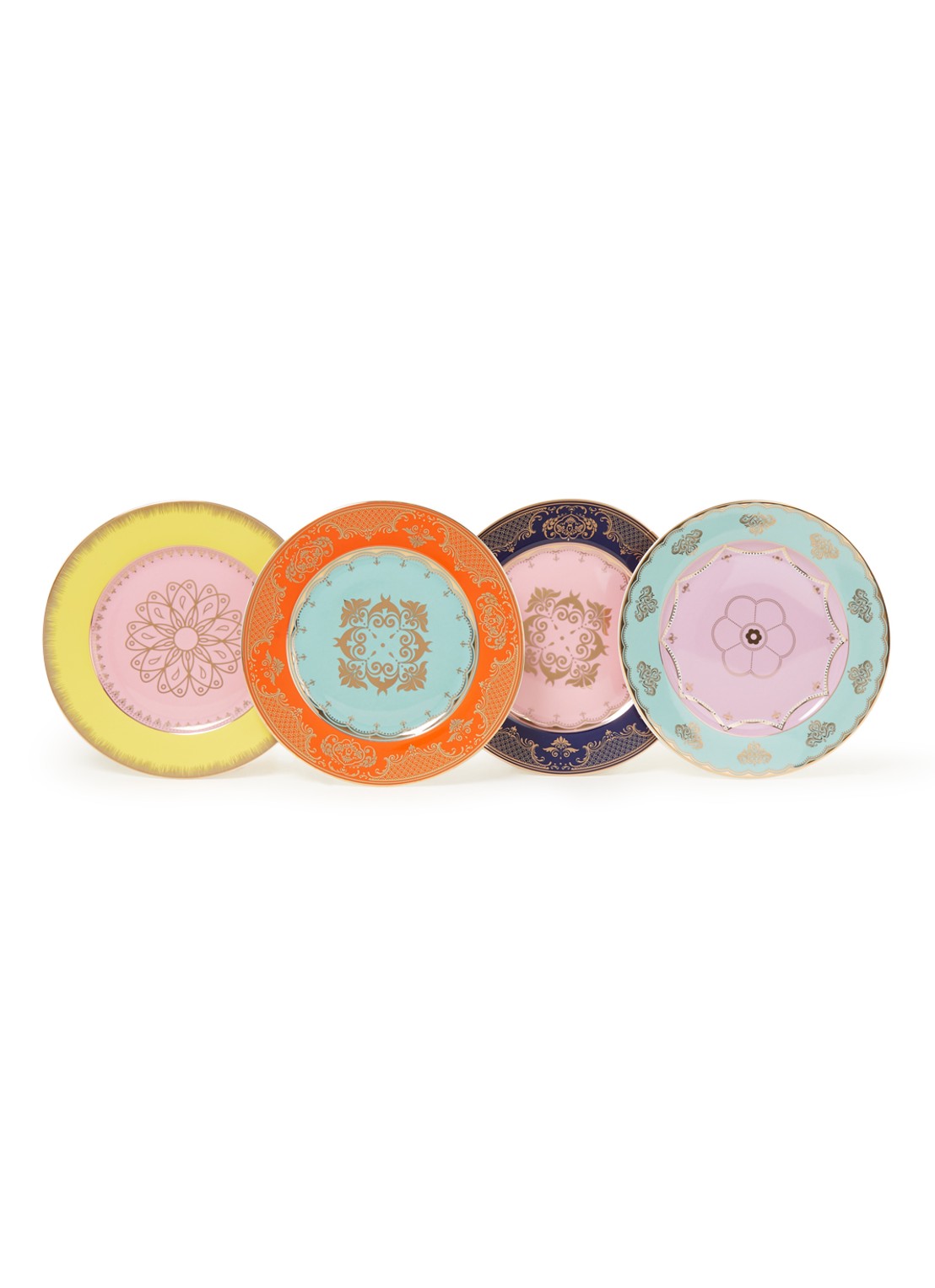 POLSPOTTEN Grandpa ontbijtbord 19 cm set van 4 - voorkant multicolor