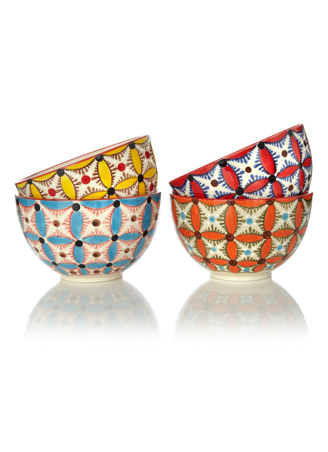 POLSPOTTEN Hippie kom 12,5 cm set van 4 - voorkant multicolor