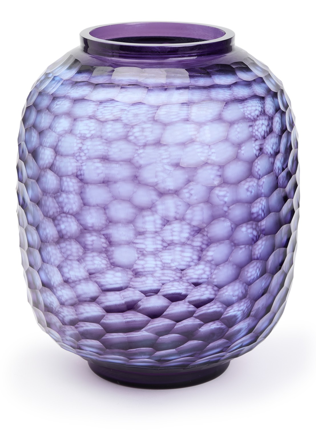 POLSPOTTEN Honeycomb vaas M 33 cm - voorkant paars