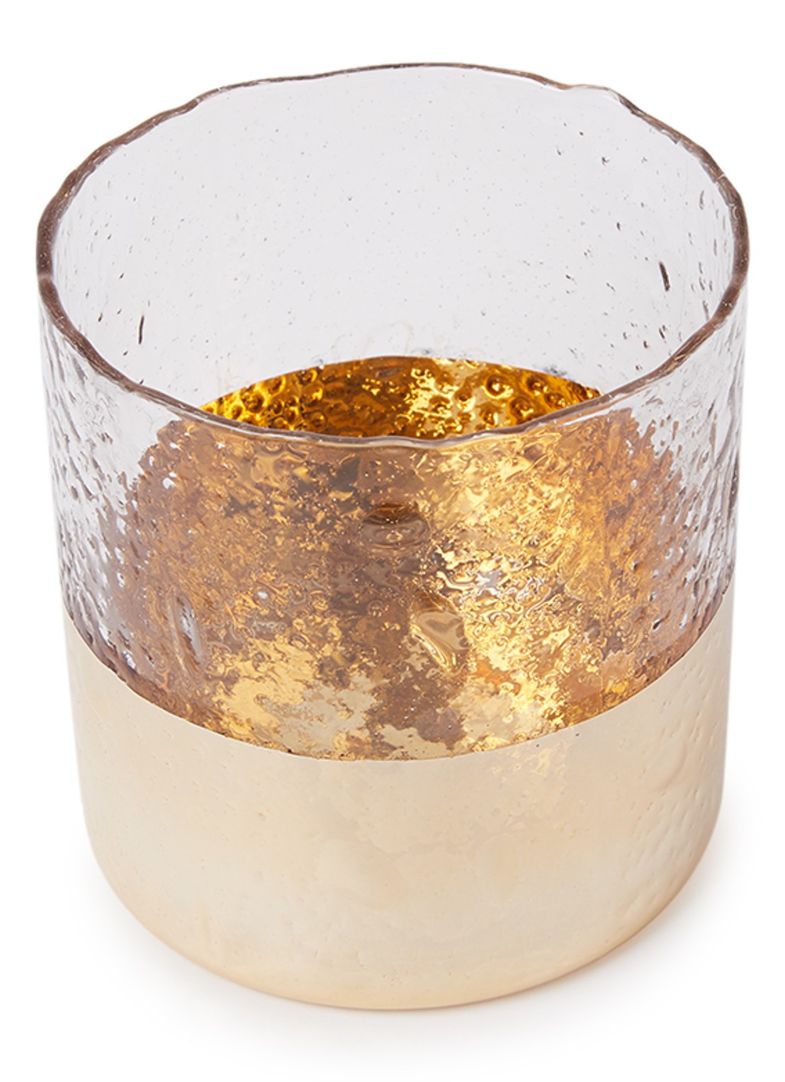 POLSPOTTEN Hurricane waxinelichthouder 10 cm - voorkant 2 goud