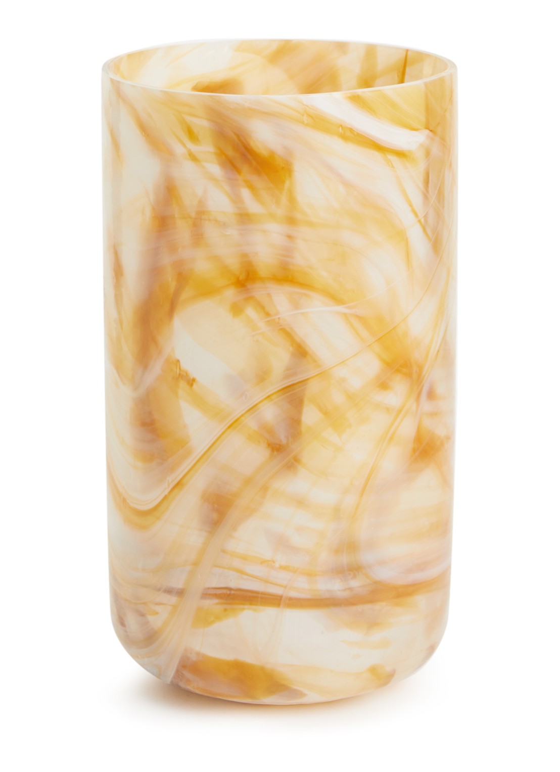 POLSPOTTEN Marbled vaas L 40 cm - voorkant beige