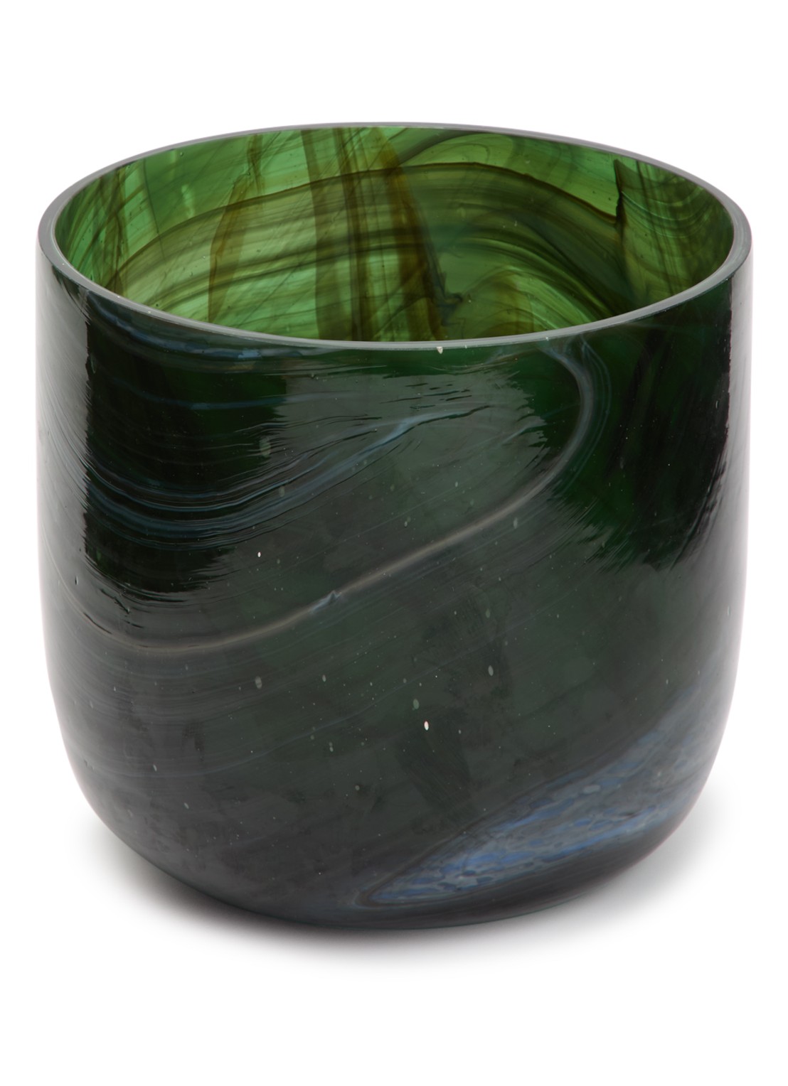 POLSPOTTEN Marbled vaas S 15,5 cm - voorkant donkergroen