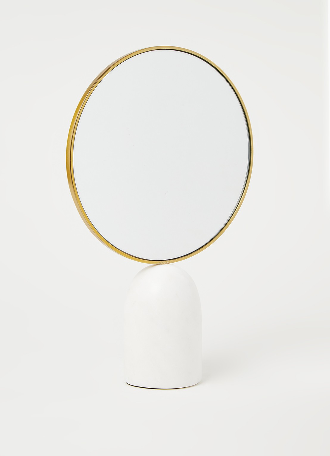 POLSPOTTEN Mirror round marble white tafelspiegel - voorkant 3 wit