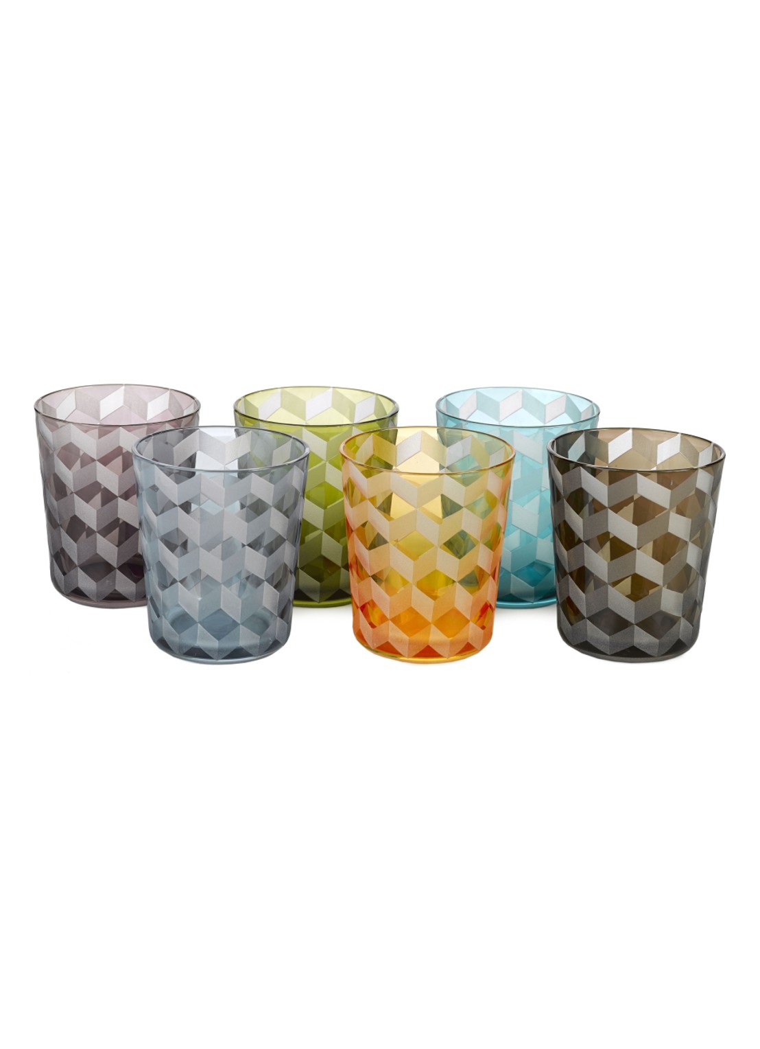 POLSPOTTEN Multicolour Blocks glas set van 6 - voorkant multicolor