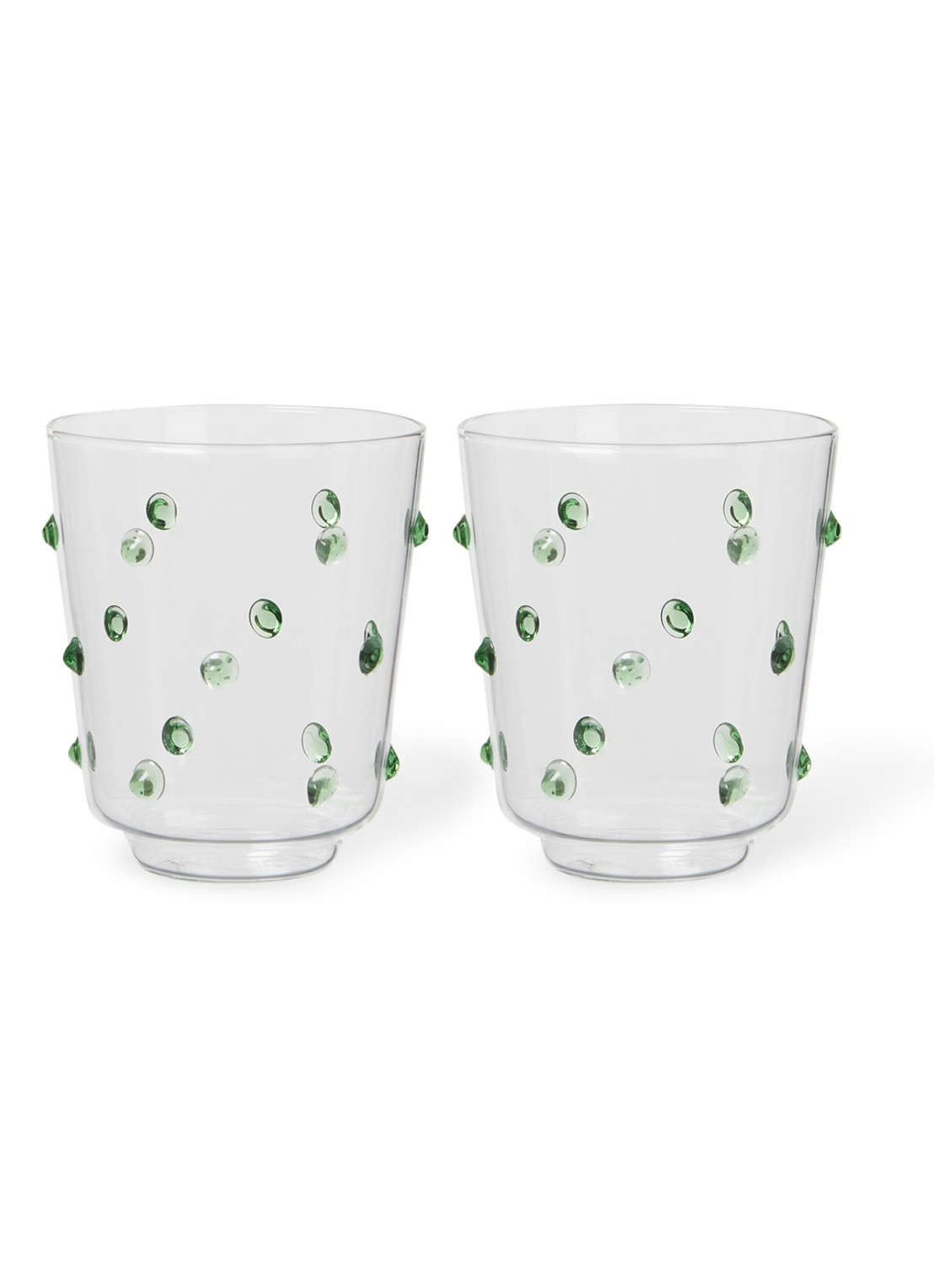 POLSPOTTEN Nob Tumbler glas 30 cl set van 2 - voorkant olijfgroen