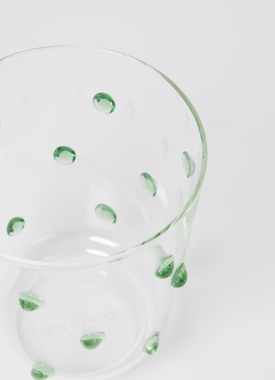 POLSPOTTEN Nob Tumbler glas 30 cl set van 2 - voorkant 2 olijfgroen