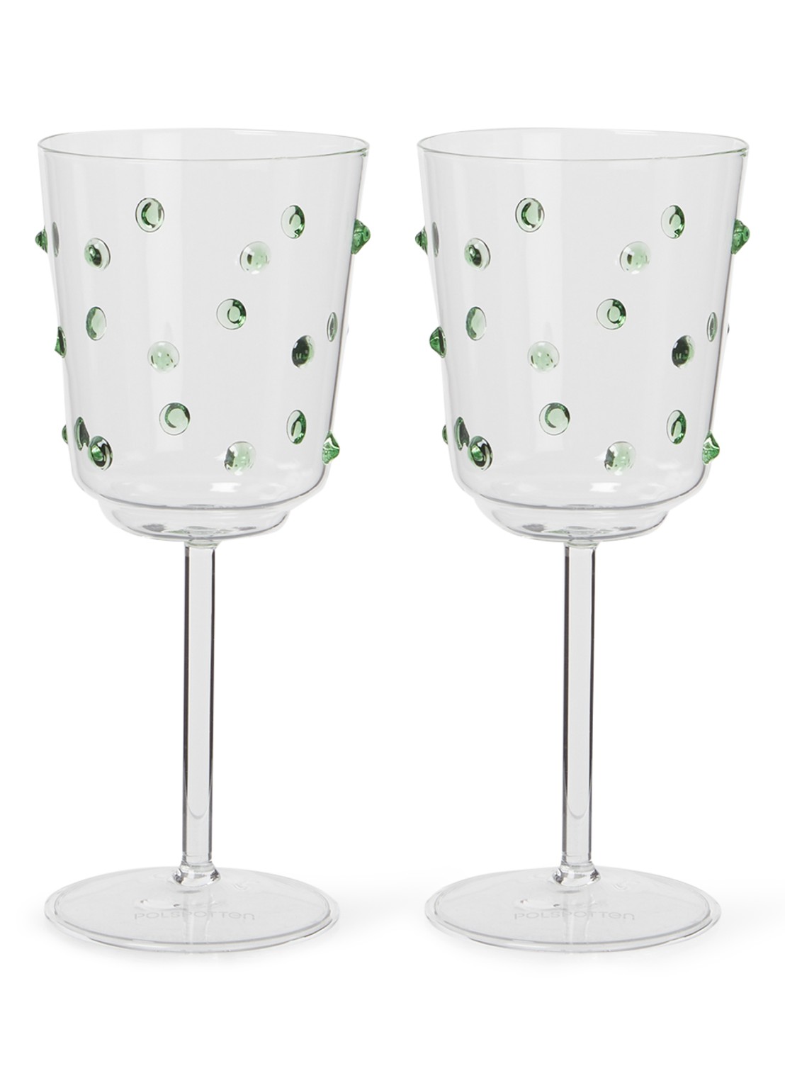 POLSPOTTEN Nob wijnglas 35 cl set van 2 - voorkant olijfgroen