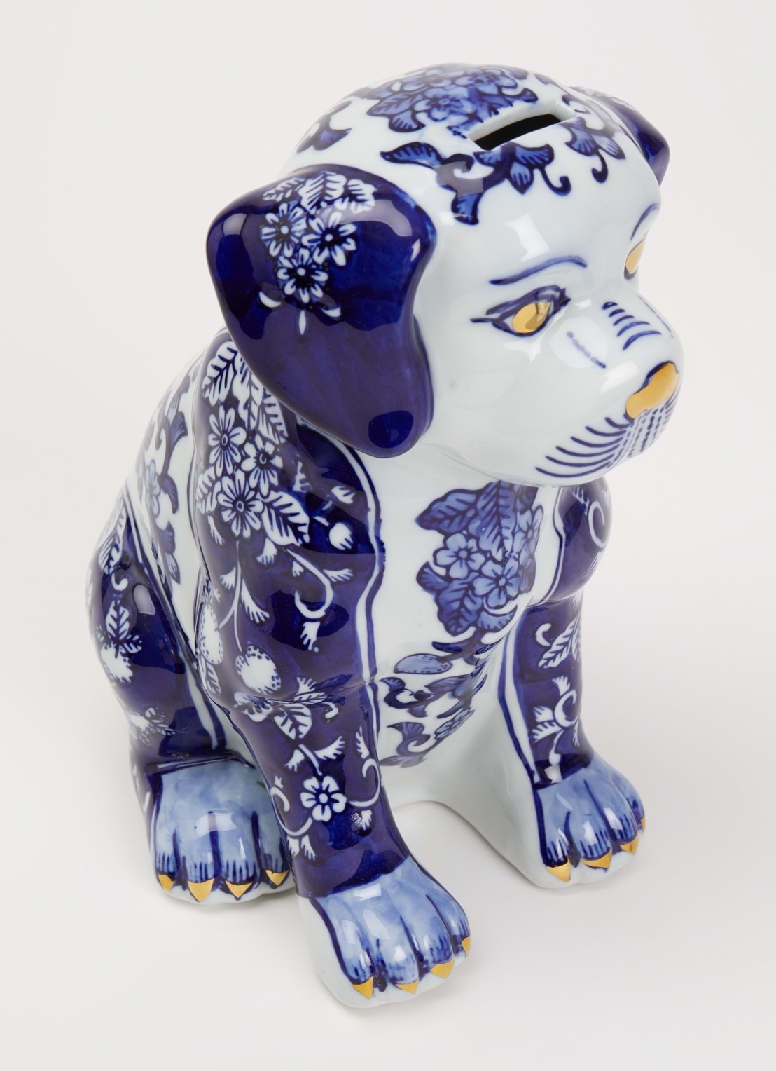POLSPOTTEN Puppy spaarpot 25 cm - voorkant 2 blauw