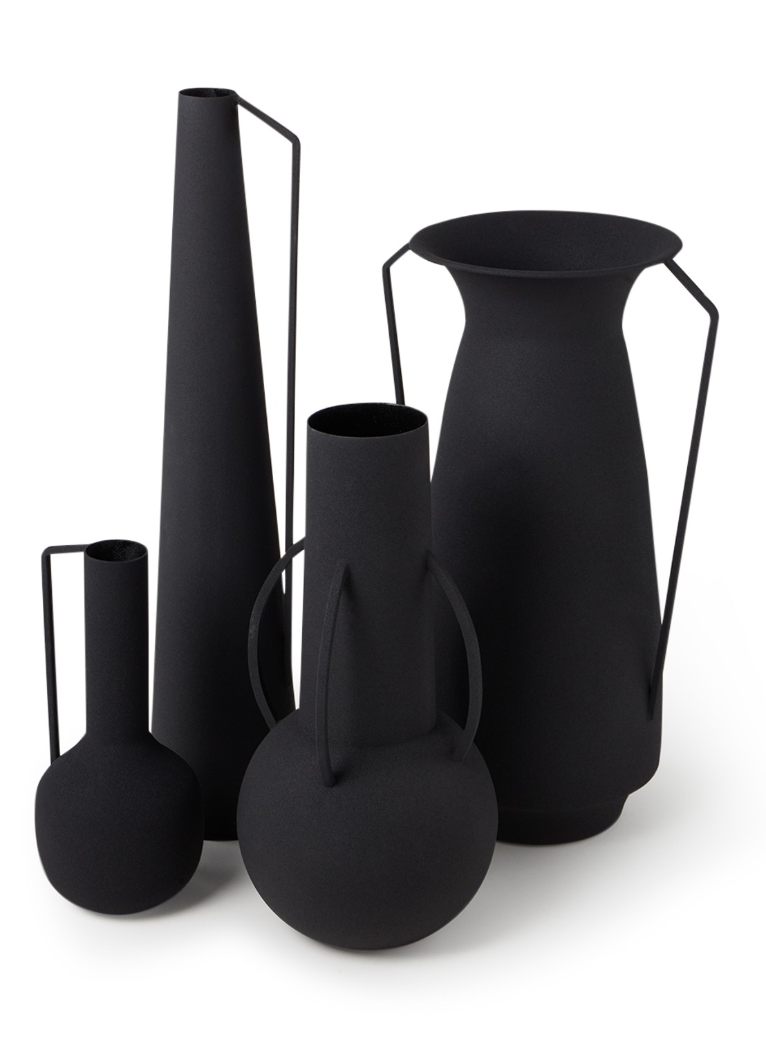 POLSPOTTEN Roman Black vaas set van 4 - voorkant zwart