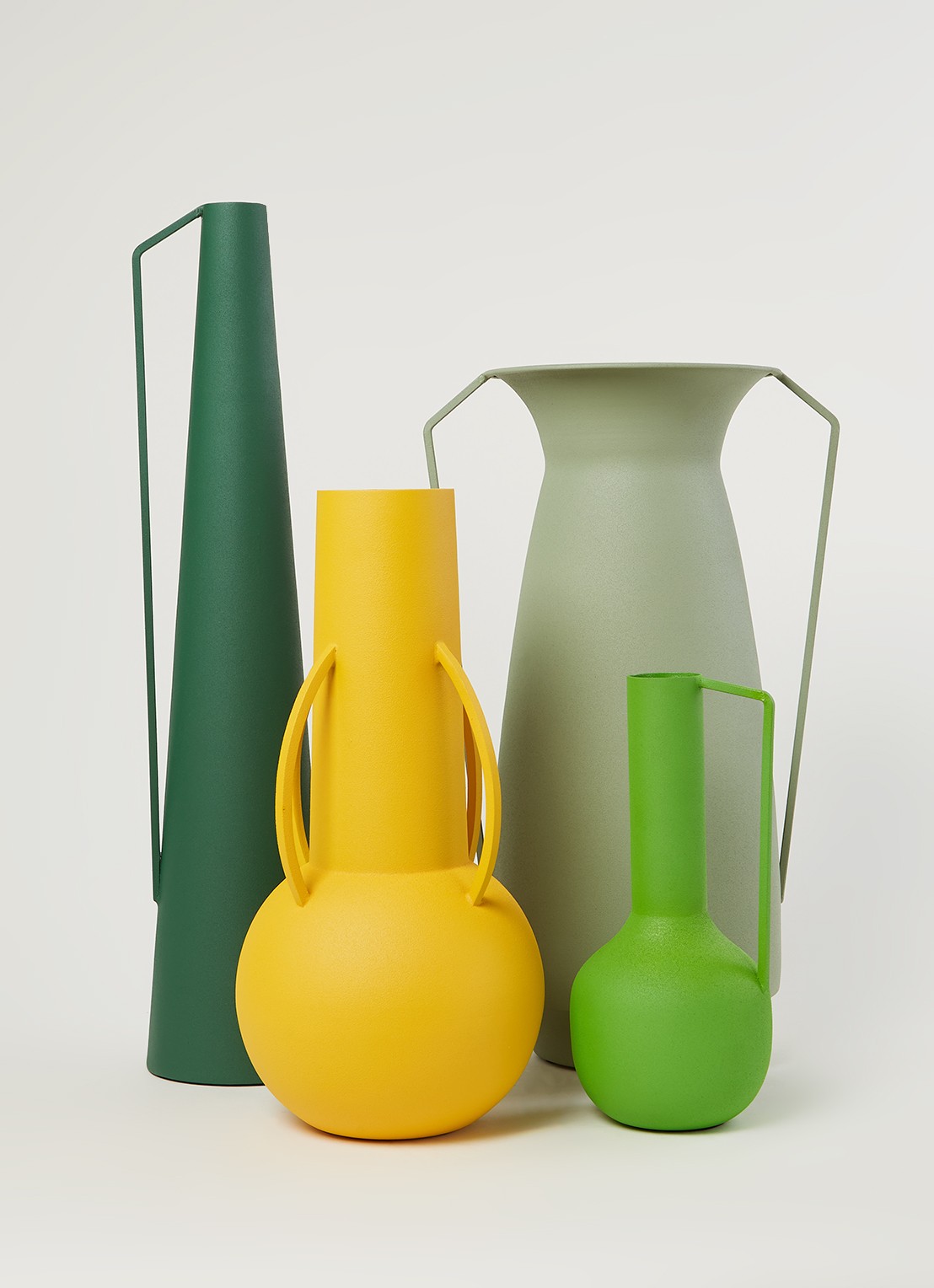 POLSPOTTEN Roman Green vaas set van 4 - voorkant 3 groen