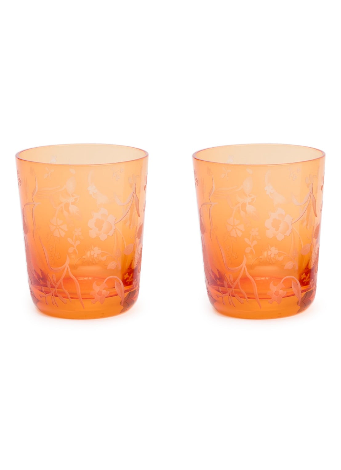 POLSPOTTEN Scattered Flowers glas 54 cl set van 2 - voorkant oranje