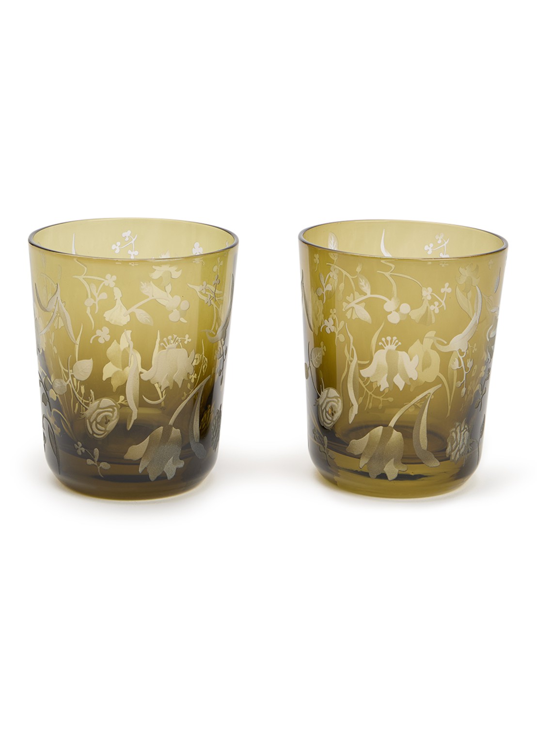 POLSPOTTEN Scattered Flowers glas 54 cl set van 2 - voorkant groen