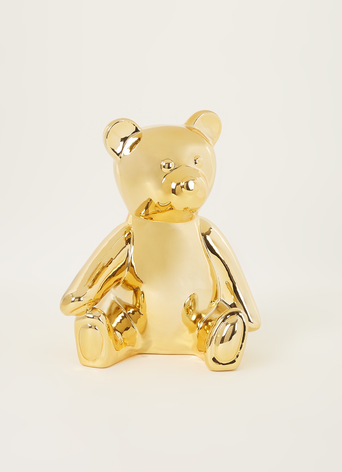 POLSPOTTEN Spaarpot teddy 25 cm  - voorkant 2 goud