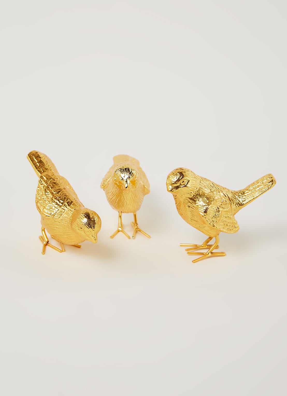 POLSPOTTEN Sparrow mus ornament set van 3 - voorkant 3 goud