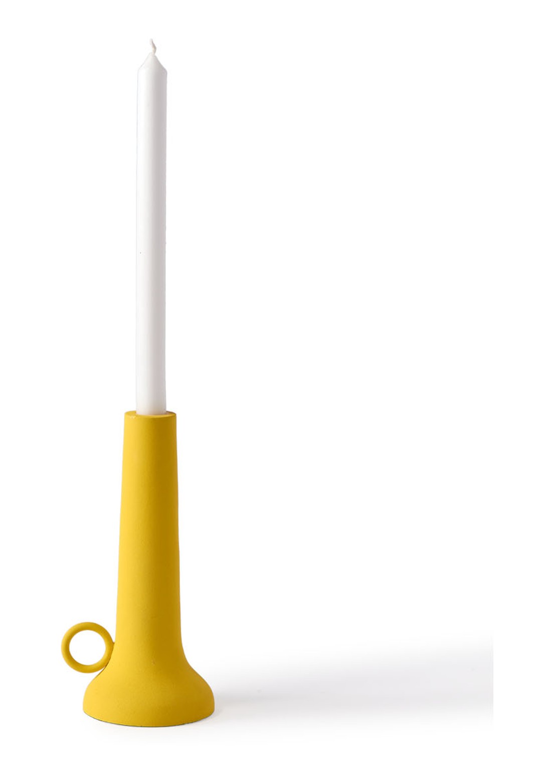 POLSPOTTEN Spartan kandelaar S 22 cm - voorkant 5 geel