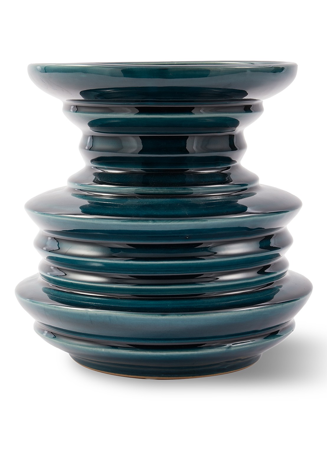 POLSPOTTEN Stacked Plates vaas 23 cm - voorkant zeegroen