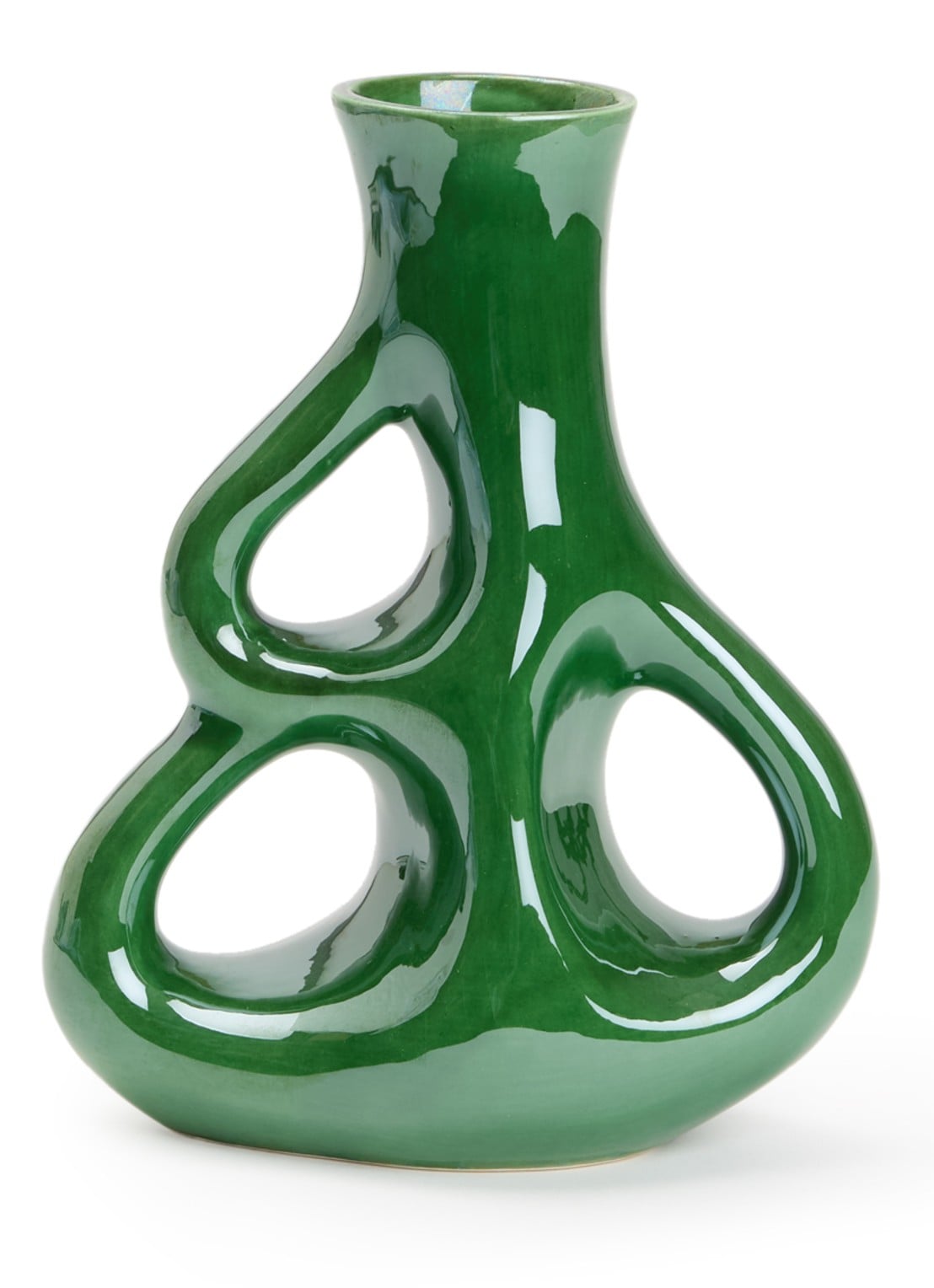 POLSPOTTEN Three Ears Small vaas 21 cm - voorkant donkergroen