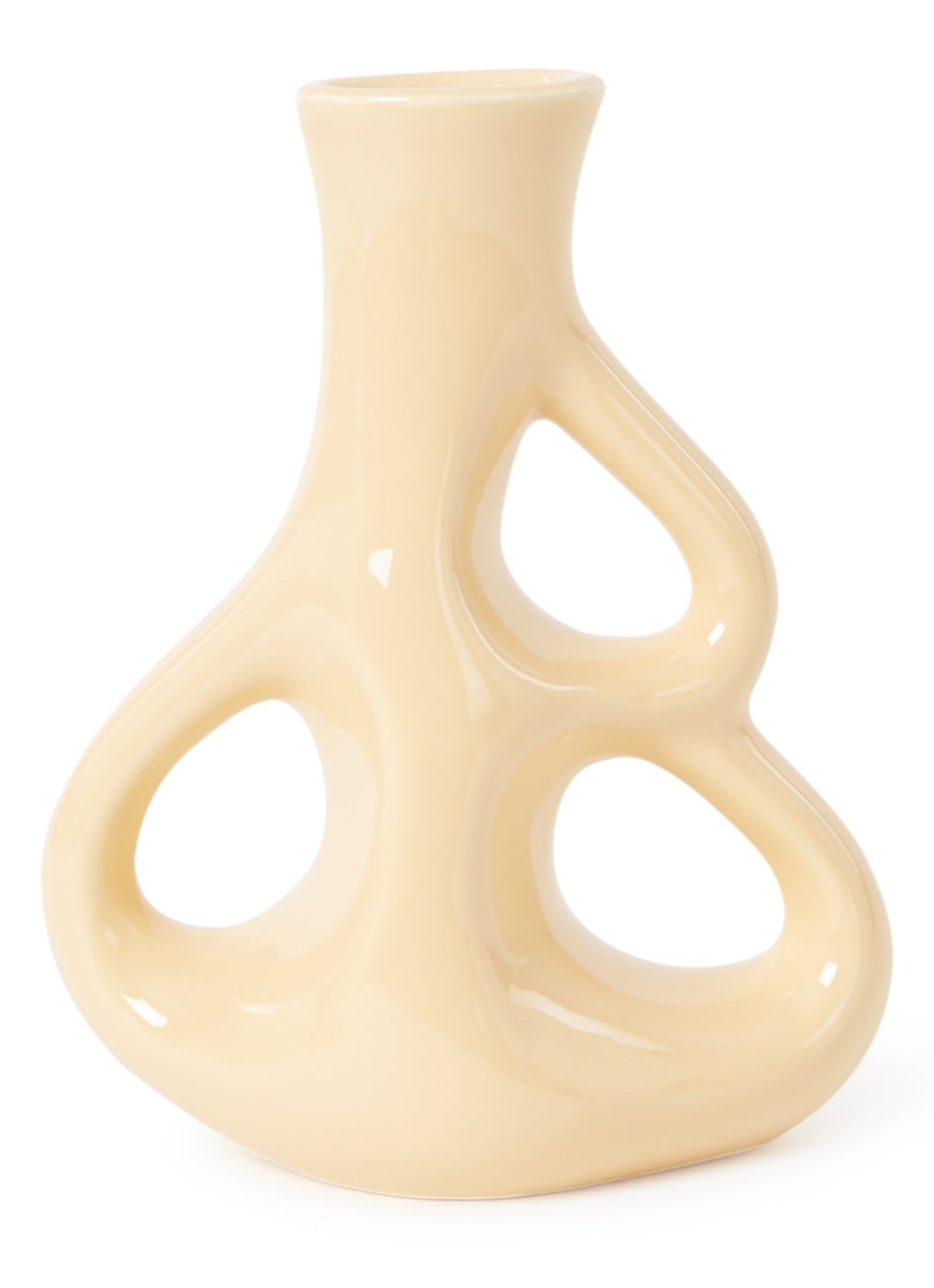 POLSPOTTEN Three Ears vaas 21 cm - voorkant lichtgeel