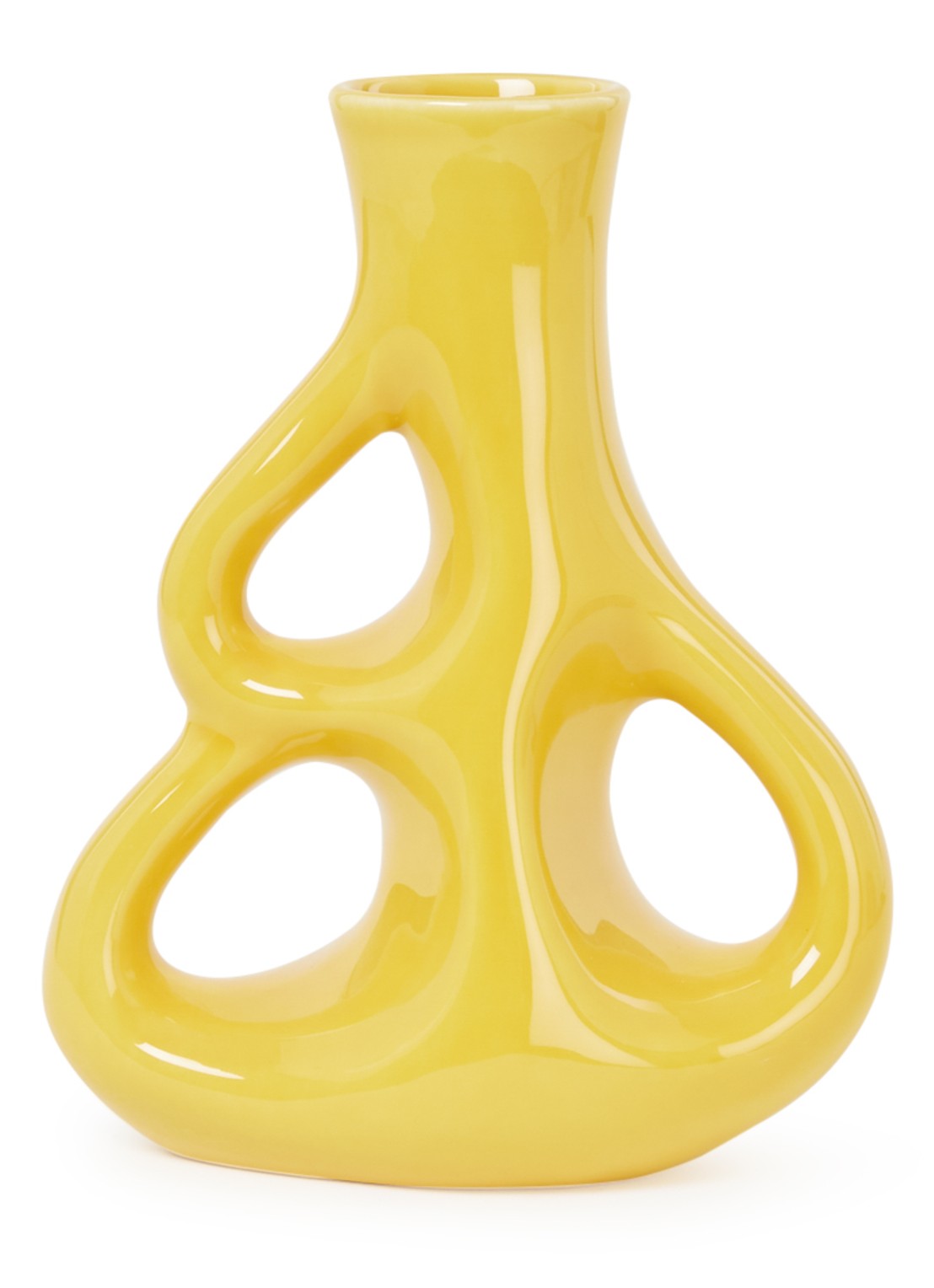 POLSPOTTEN Three Ears vaas 21 cm - voorkant geel