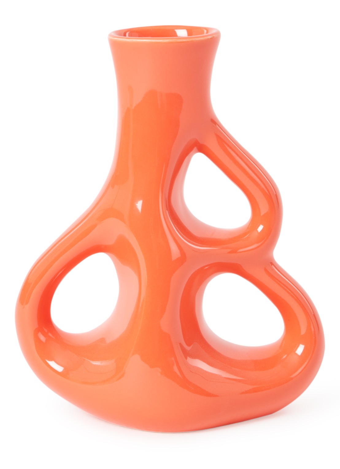 POLSPOTTEN Three Ears vaas 21 cm - voorkant koraalrood