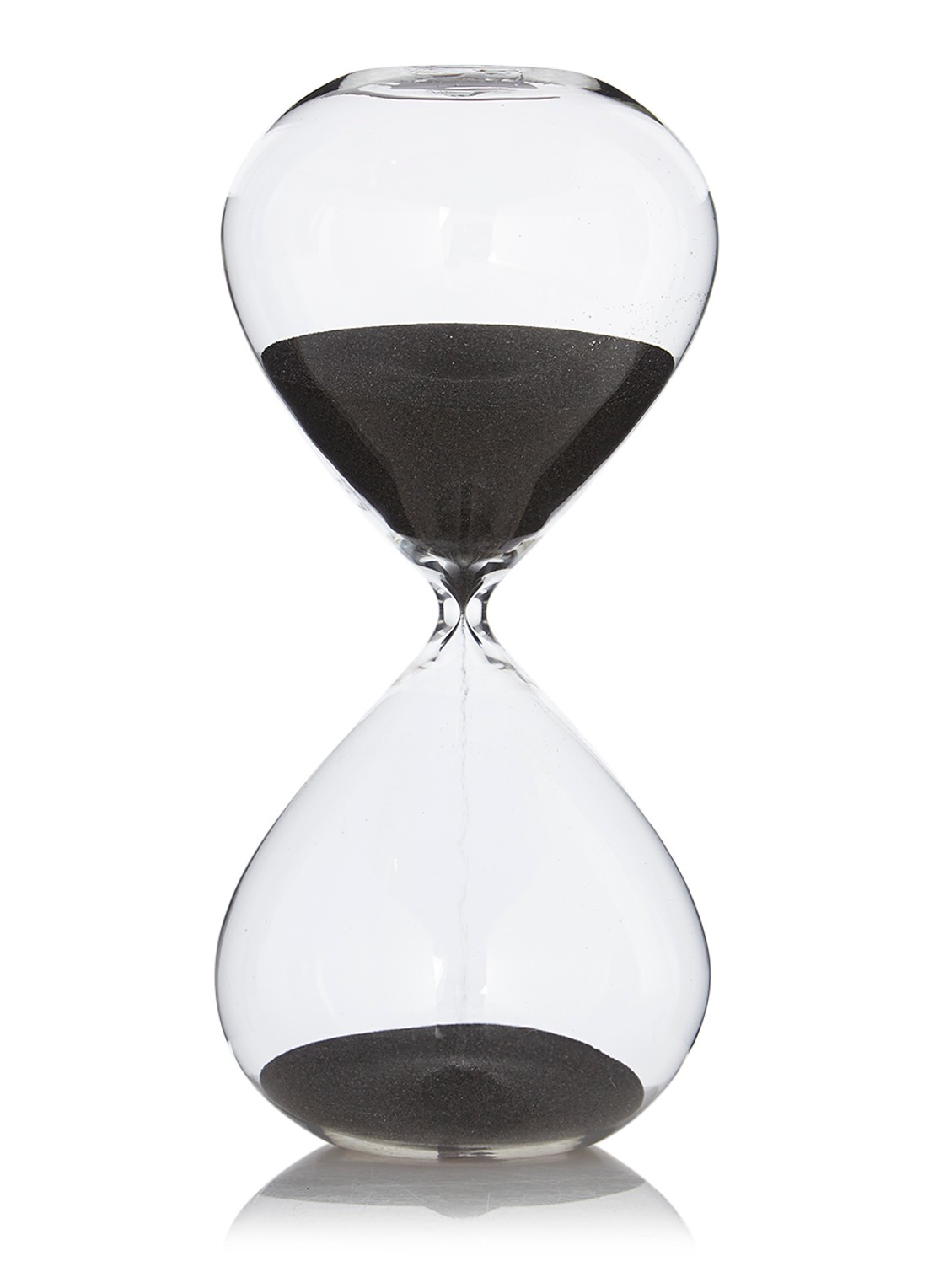 POLSPOTTEN Zandloper van glas 30 cm - voorkant zwart
