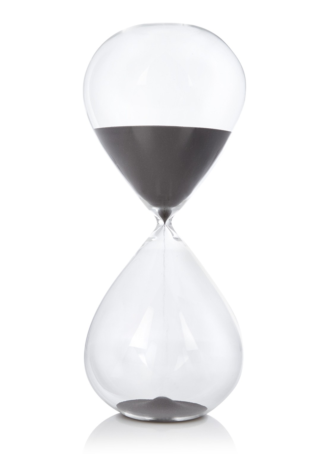 POLSPOTTEN Zandloper van glas 38 cm - voorkant zwart
