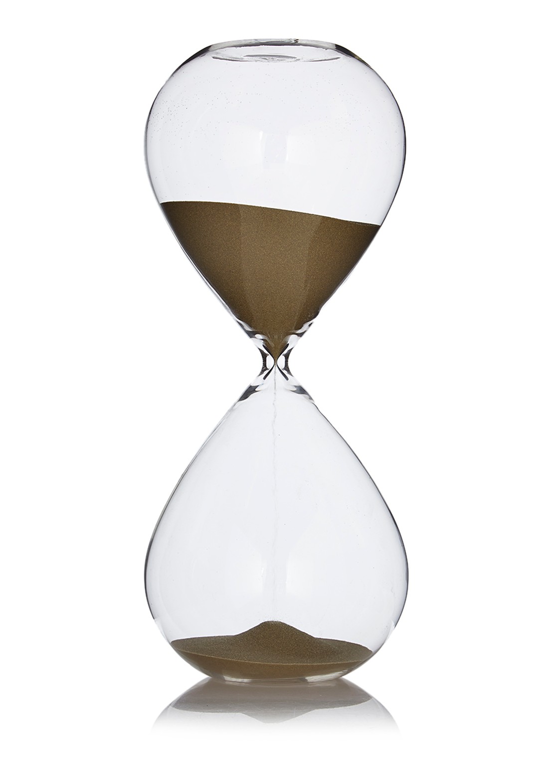 POLSPOTTEN Zandloper van glas 38 cm - voorkant goud