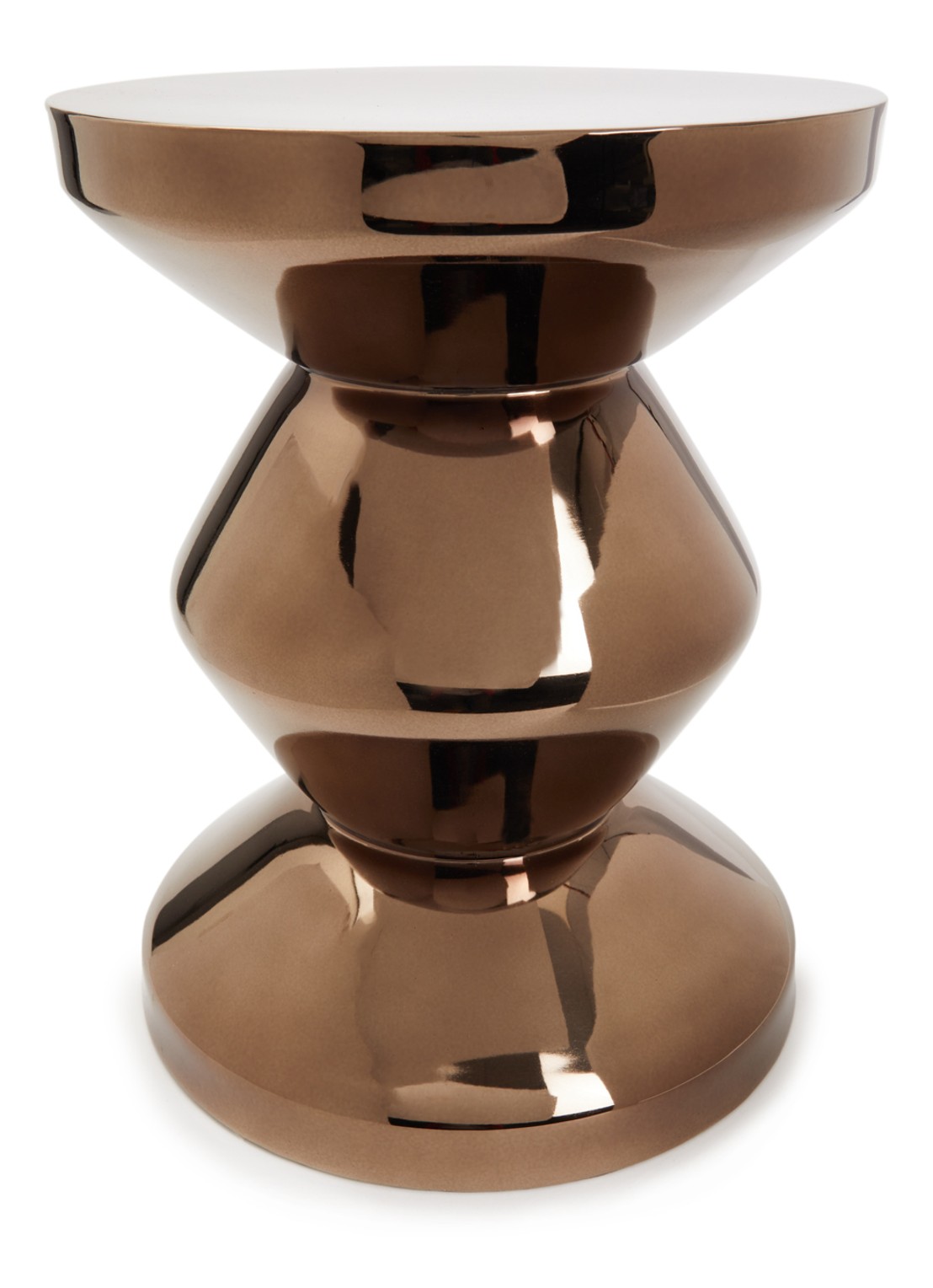 POLSPOTTEN Zig Zag kruk 46 cm - voorkant brons