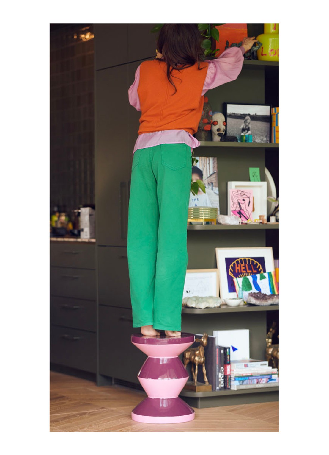 POLSPOTTEN Zig Zag kruk 46 cm - detail 5 roze