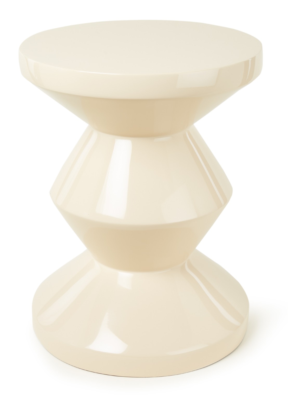 POLSPOTTEN Zig Zag kruk 46 cm - voorkant vanillegeel