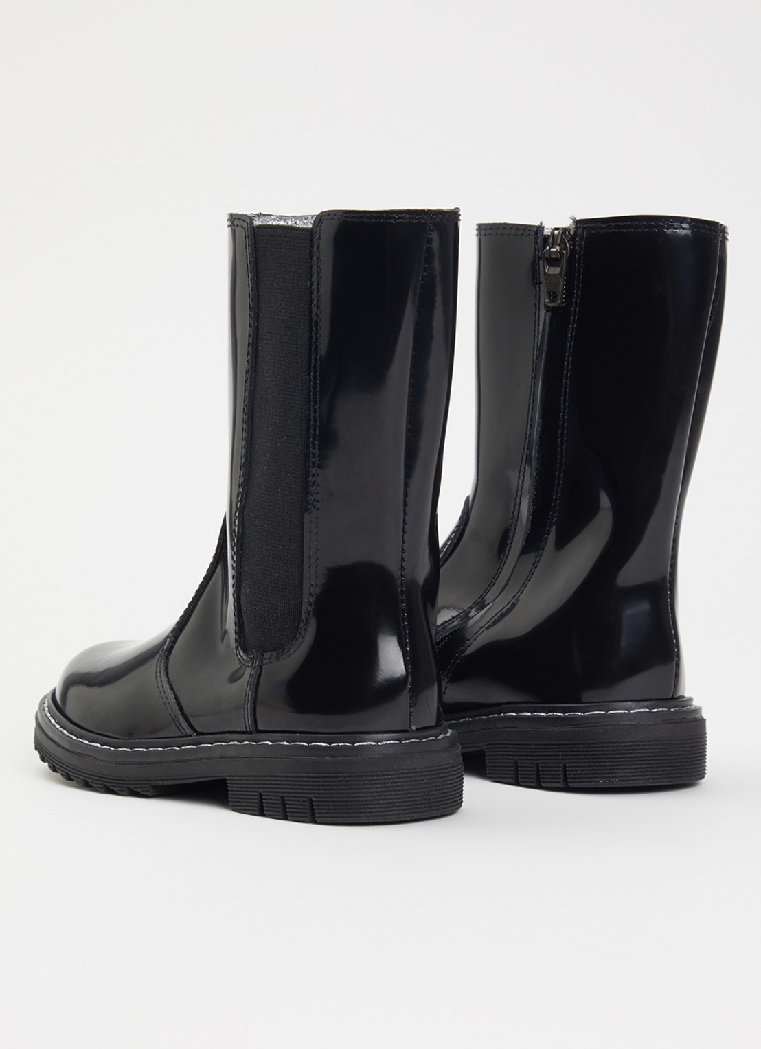 Pom d'Api Sid Mid chelsea boot van lakleer - achterkant 4 zwart