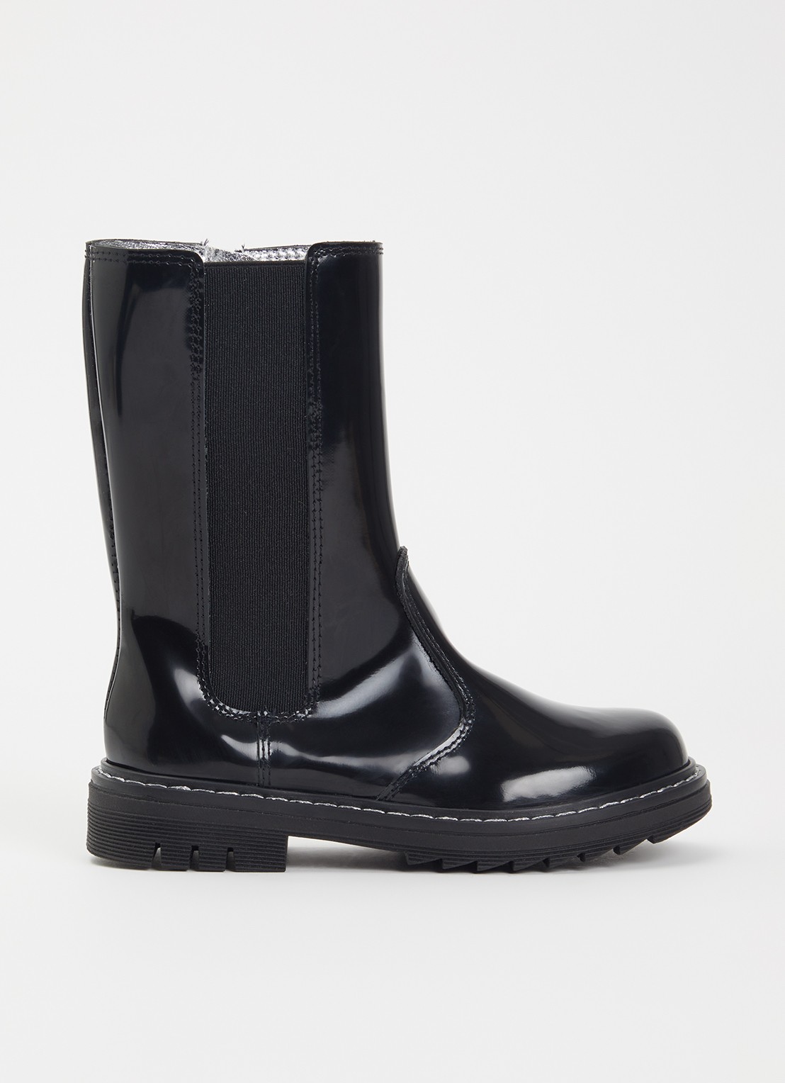 Pom d'Api Sid Mid chelsea boot van lakleer - voorkant zwart