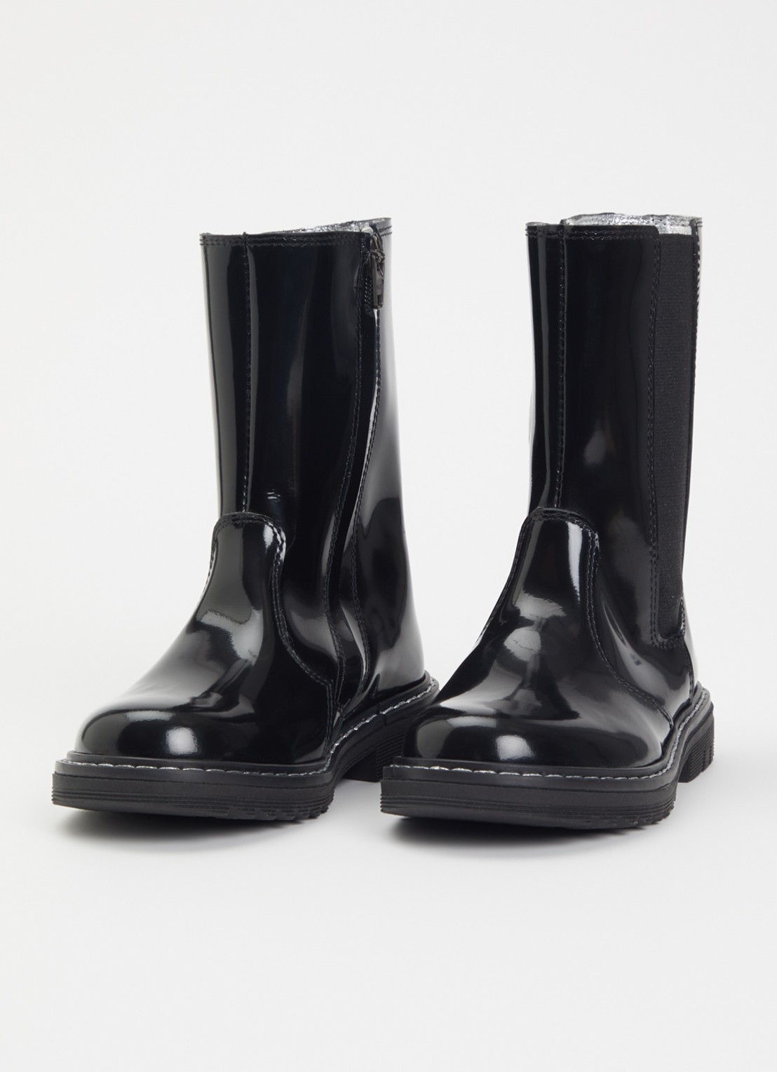 Pom d'Api Sid Mid chelsea boot van lakleer - voorkant 2 zwart