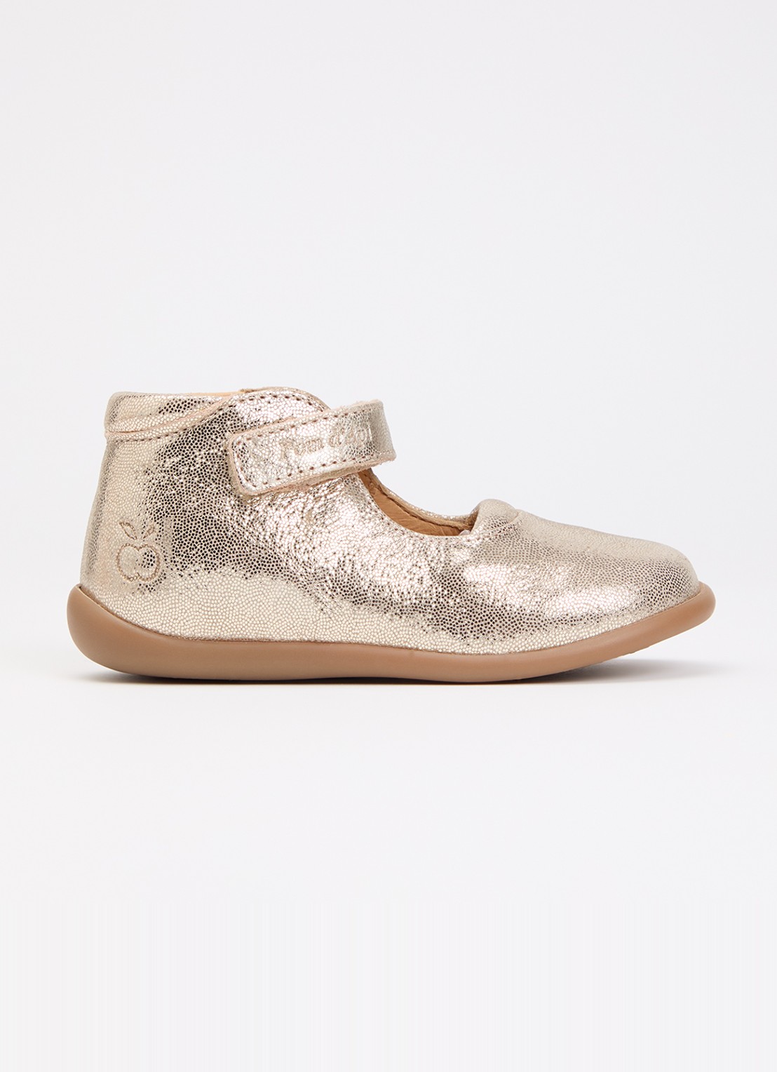 Pom d'Api Stand Up Mary instappers van leer met metallic finish - voorkant 2 goud