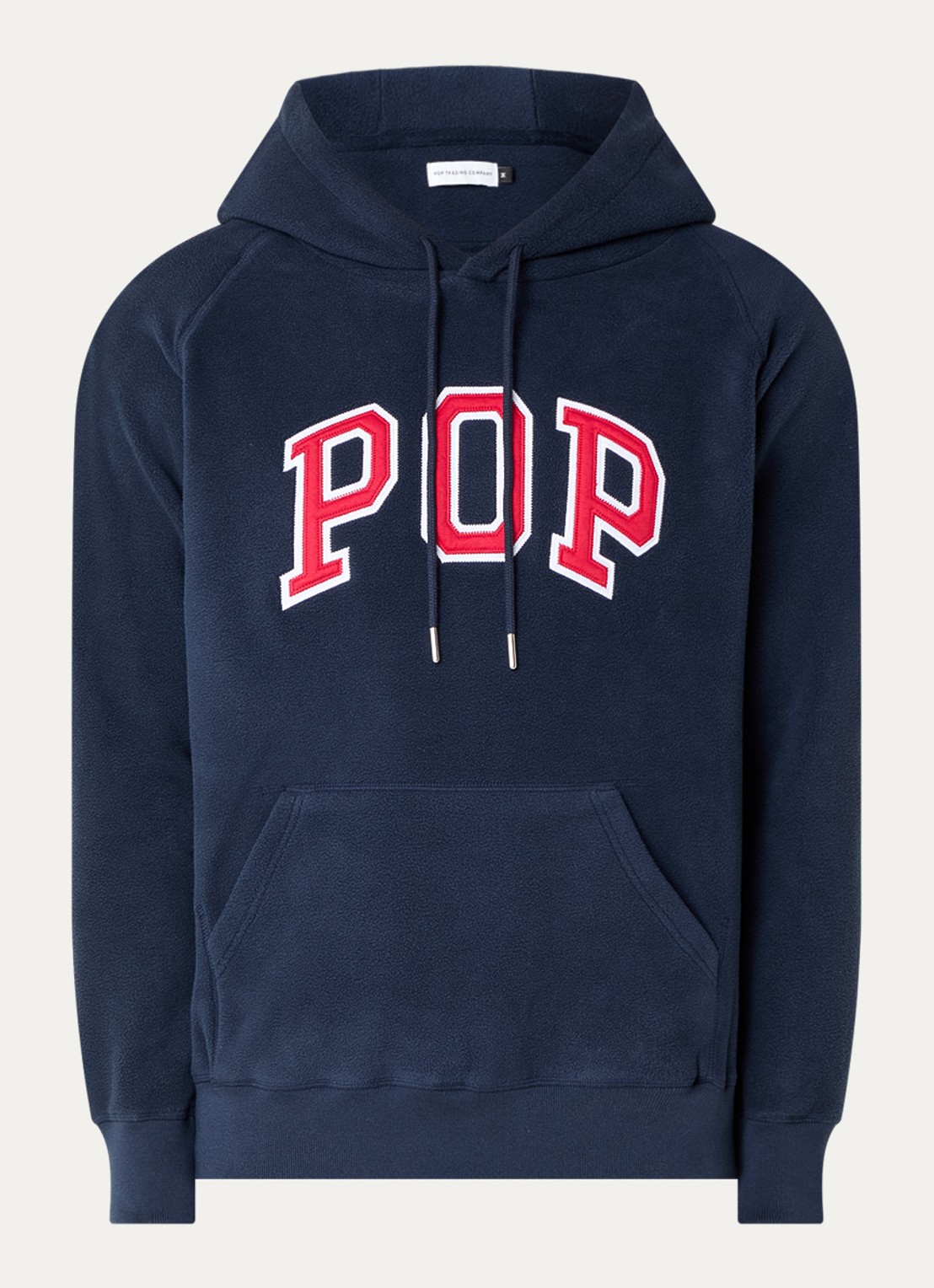 Pop Trading Company Arch hoodie met logoborduring - voorkant donkerblauw